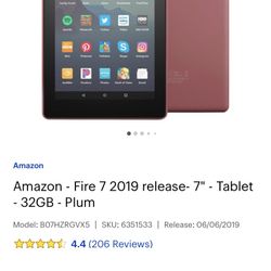 Amazon Fire 2019 Release Tablet Plum