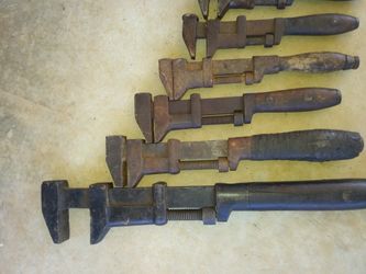 6 antique monkey wrenches