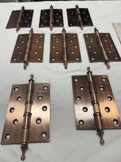 Häfele 5” x 3.5” Steeple Tip Door Hinges Copper Finish – Lot of 8 – Screws Not Included