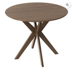 Modern Round Wood Dining Table 35'' W/ Solid Wood Legs& Base for Home, Office