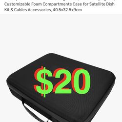 Shockproof EVA Satellite Storage Case, Hard Carrying Box, Customizable Foam Compartments Case for Satellite Dish Kit & Cables Accessories, 40.5x32.5x9