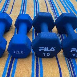 RUBBER DUMBBELLS (PAIRS OF) : 12s & 15s.  *  *  Will Sell Individually  *  * 