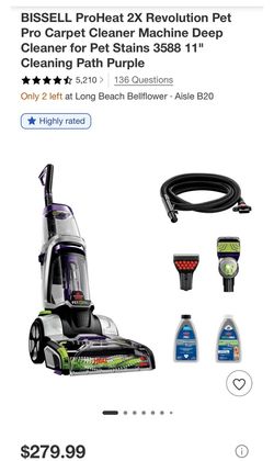 BISSELL ProHeat 2X Revolution Pet Pro Carpet Cleaner Machine Deep Cleaner for Pet Stains 3588 11" Cleaning Path Purple