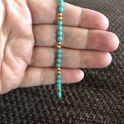 Vintage 14k Gold and Turquoise Beaded Bracelet 7 Inch