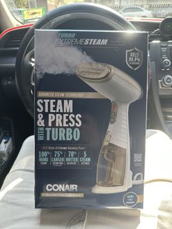 Conair Handheld Garment Steamer for Clothes, Turbo ExtremeSteam 1875W, Portable Handheld Design, Strong Penetrating Steam, White / Champagne