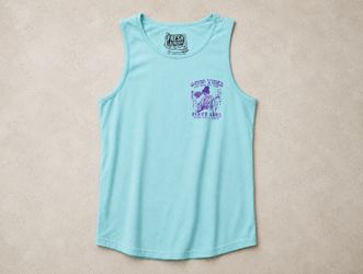 Fresh Laundry Blue Graphic Print Round Neck Sleeveless Tank Top Women’s M
