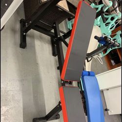 Adjustable Folding Multi-Function Weight Bench with Barbell Rack Set Incline Decline Capability for