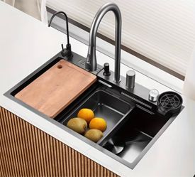 Black Stainless Steel Kitchen Sink with Faucet Set