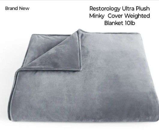 Brand New Restorology Weighted Blanket - Ultra Plush Blanket 10 lbs 48" x 72" Twin (Gray)