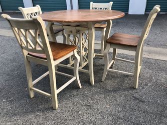 Farmhouse pub style table w 4 Chairs and Storage drawer