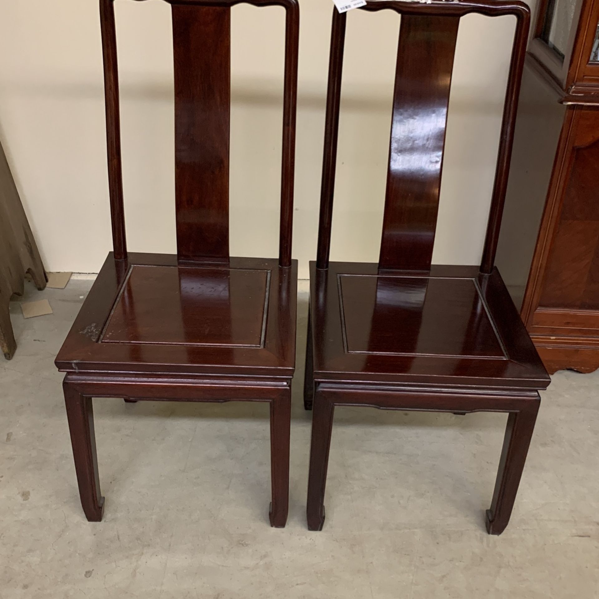 One Pair Of Oriental Rose Wood Chairs 