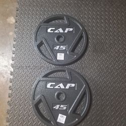 2 CAP 45lb OLYMPIC GRIP PLATES -BRAND NEW- $100  FIRM: WHOLESALE PRICE 