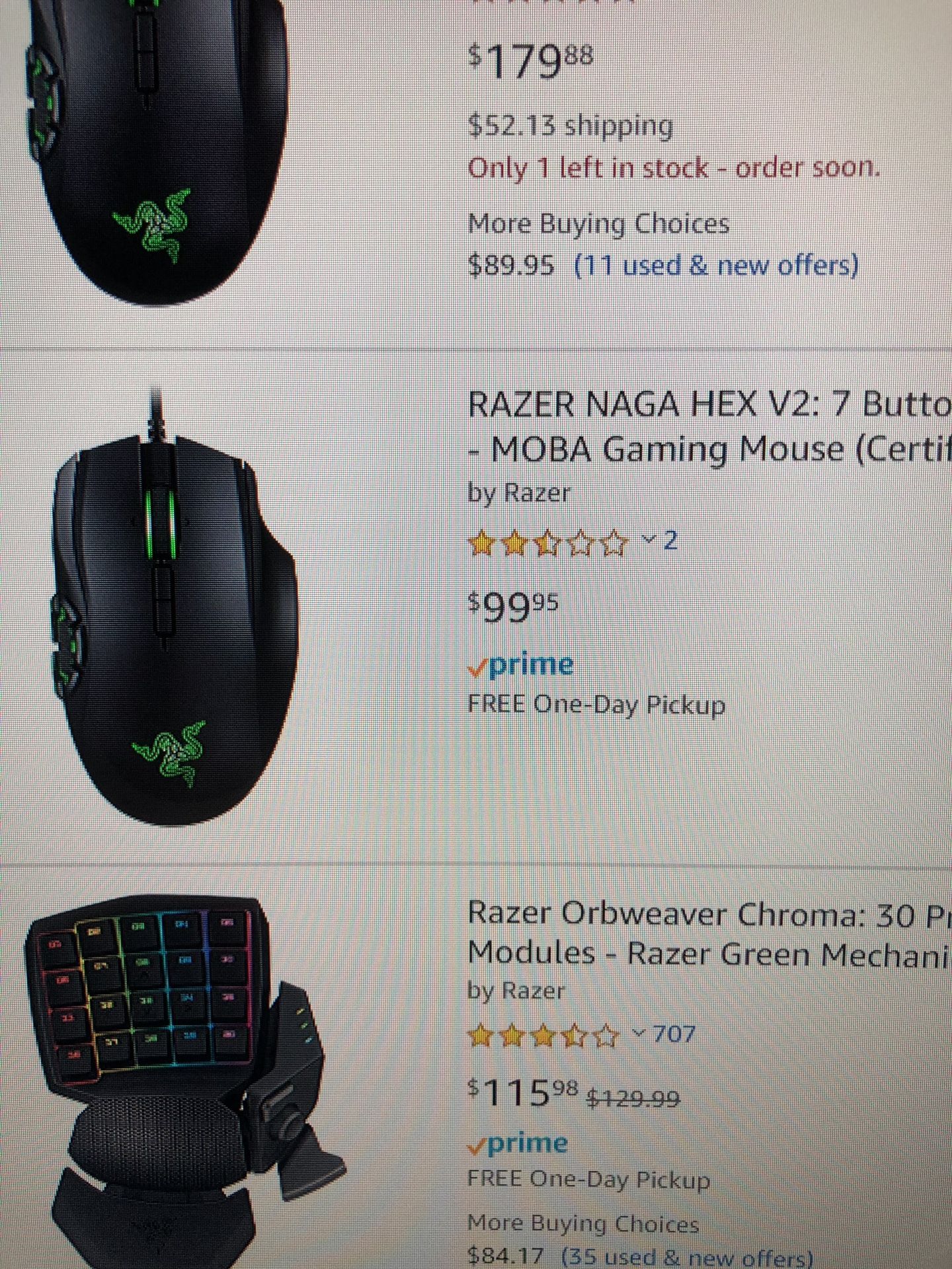 Razer naga hex v2 gaming computer mouse