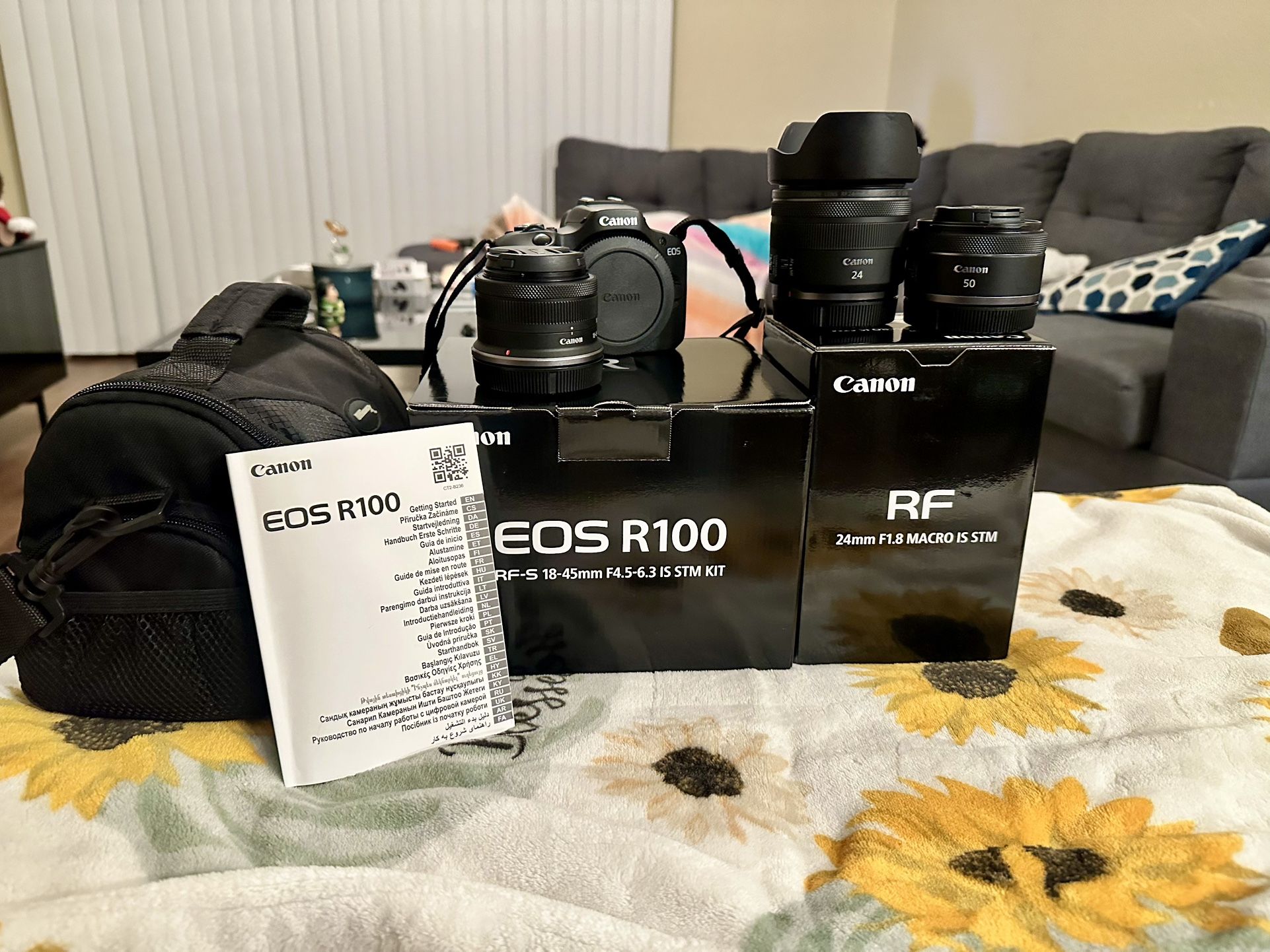 Canon EOS R100 Camera Bundle. RF 24MM and RF 50MM Lenses – Excellent Condition