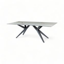 Dinning room table , porcelain  Jack Calacatta Oro Rectangle Dining Table( NO CHAIRS) W/metal base 