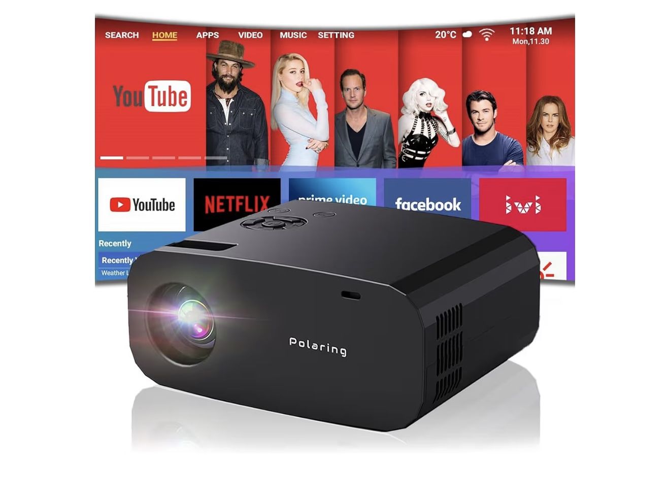 Portable 4K Projector with WiFi and bluetooth 1080P Support
