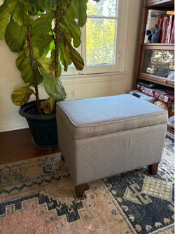 Gray Storage Ottoman Bench Decorative Storage Bin