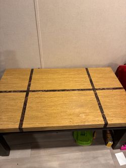 Stone Top Coffee Table with Dark Frame