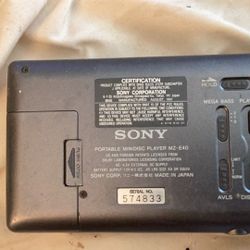 Sony MD Walkman Model EZ-E40 Mini Disc Player $99