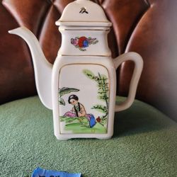  Square Porcelain Hand Painted Tea Pot