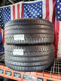 ✅ 2 NICE USED TIRES 245/40ZR18 CONTINENTAL PREMIUMCONTACT6 ALL SEASON HIGH PERFORMANCE 245 40 18