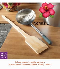Set de pala de madera y cucharón colador para cazo nuevos en sus cajas 🌺 princess house 🌺