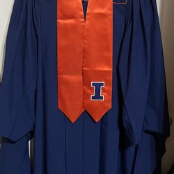 University Of Illinois Graduation Cap, Gown, Hood, Tassel, and Scarf