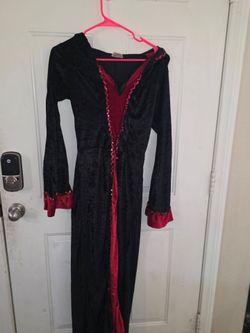 Black Velvet Red Sequin Halloween Costume Dress up to 14