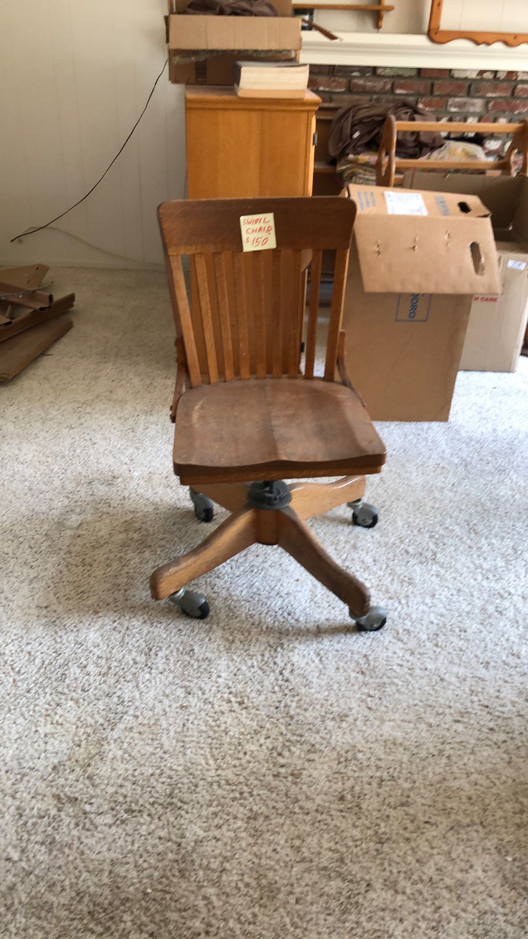 Antique Wooden Swivel Chair