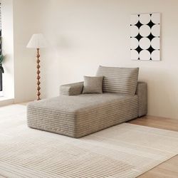 69 Inch Left Sleeper Camel Corduroy Sectional Sofa