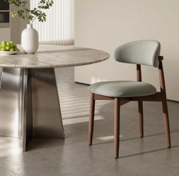 Colamy Set of 2 Beige Mid-Century Modern Upholstered Dining Chair with Metal Frame