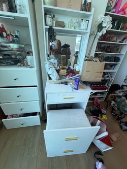 Makeup vanity with push in chair