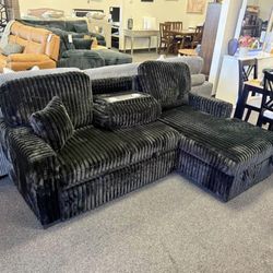Black Corduroy Sleeper Sofa 