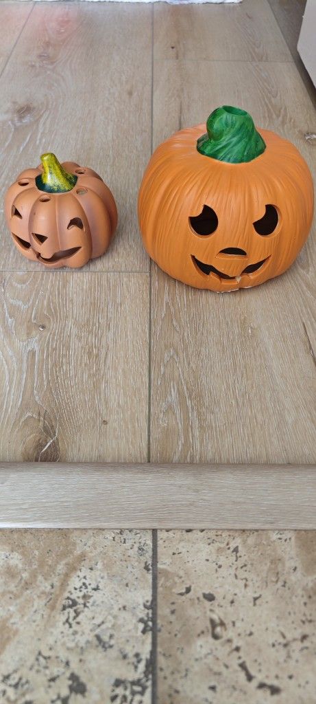 Two Pumpkin Candle Holders