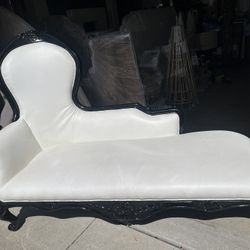 Black Trim Ivory Leather Sofa
