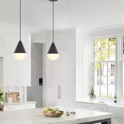 2 Pack Aslainy Black Adjustable Kitchen Island Pendant Light Fixtures 6.3 Inches