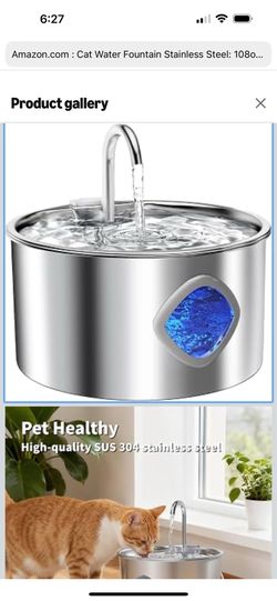 Cat Water Fountain Stainless Steel: 108oz/3.2L Cat Fountain for Drinking - Pet Water Fountains for Cats Indoor - Cat Water Bowl Dispenser - Pets Feedi