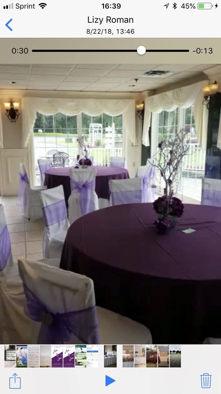 Wedding decorations(12 table numbers purple glitter and silver, all 12 for $150