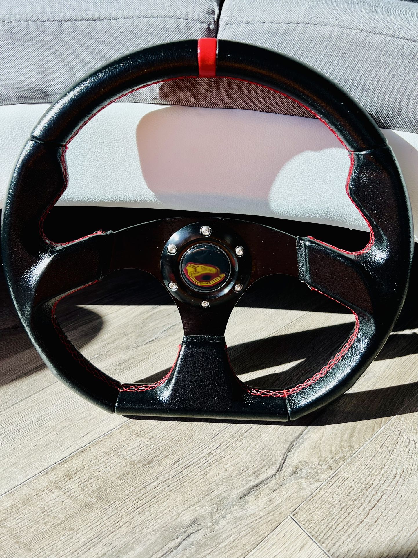 Momo Steering Wheel Leather /Red Stitching /D Shape /Racing, Rally ,Drift !!!