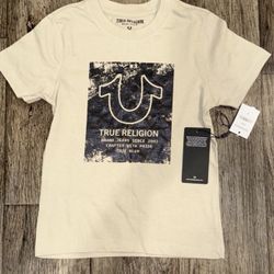True Religion cream and black graphic tee  Brand New With Tags  Size Kids 7  If you have any questions about shipping or sizing pls feel free to reach