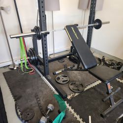 Weights, Bench, Belt, And Squat Rack