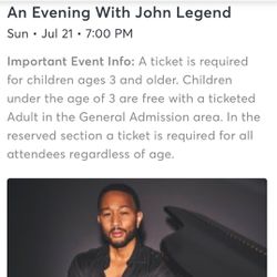 2 Tickets John Legend @ Chateau St Michelle July 21