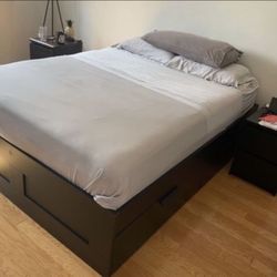 Queen  Size Ikea Brimne’s 4-drawer Storage Bed Frame 