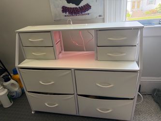 White Fabric Dresser with 8 drawers