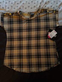 Women's Plaid Short Sleeve Top Size M