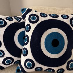 Two Evil Eye Pillows With Stuffing From Greece