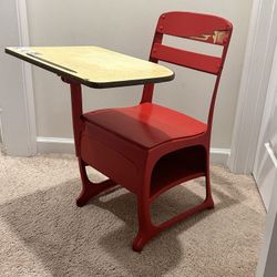 Vintage School Red Desk 