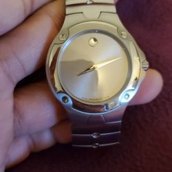 MOVADO Watch Museum SE Sports Edition Quartz Silver dial 37mm SS Mens. New Battery, Good Working.