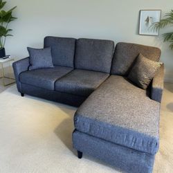 Dark Gray Stark Modern 80" Sectional Sofa with Reversible Chaise by Living Spaces