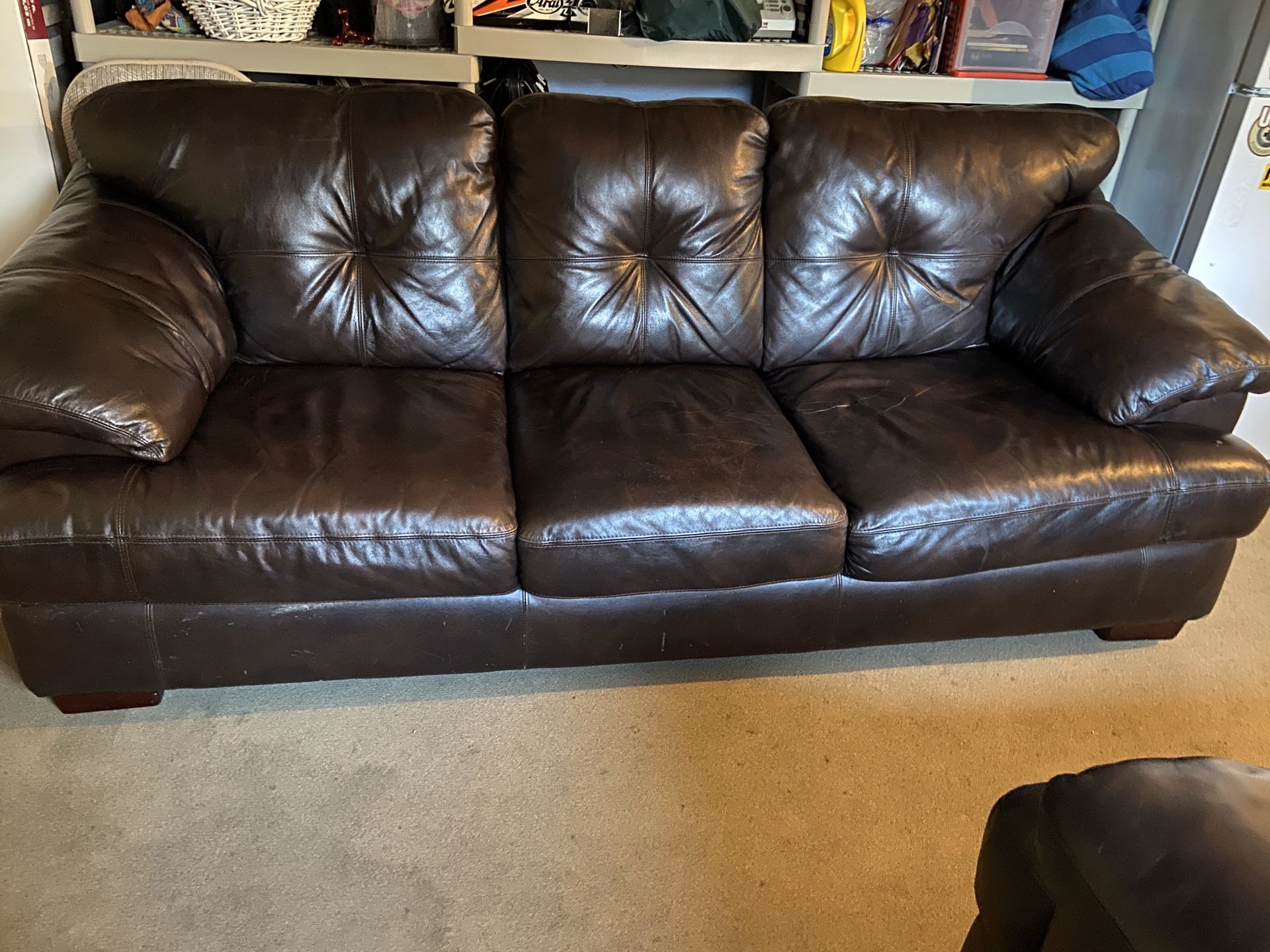 Leather sofa and chair